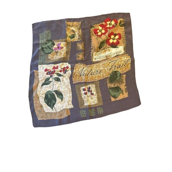 GAP Silk Botanical Garden Scarf Neutral Brown - Picture 1 of 6